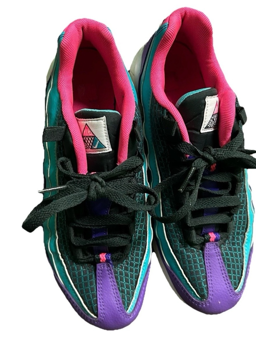 Girls Nike Green Purple Pink Sneakers Size 6.5 Y Just Do It - Picture 3 of 5
